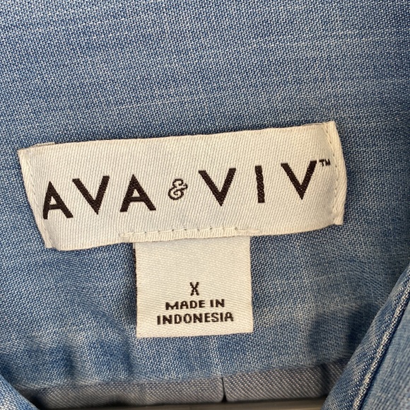 Blue Denim Long Sleeve Button Up Dress - Picture 2 of 3